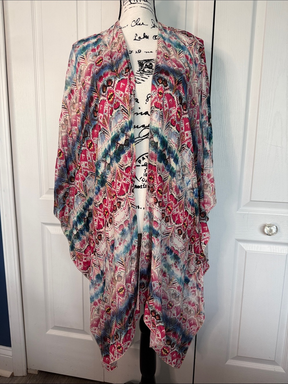 Karen Kane Multicolor Printed Swim Coverup - Pink Blue White